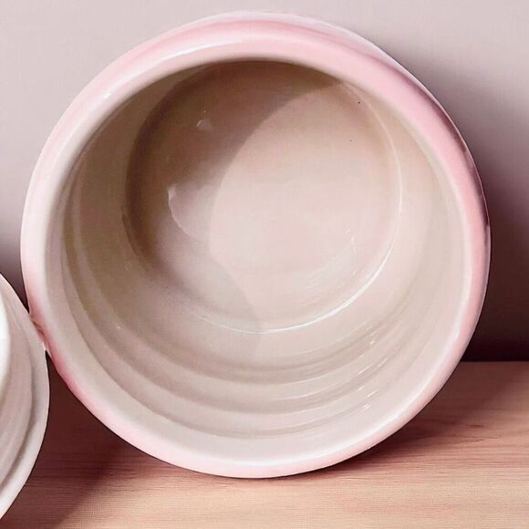 NWT LUNA & SAGE Gorgeous Macaron Pink White Glossy Ceramic 7”Canister Jar w Lid - Picture 8 of 16